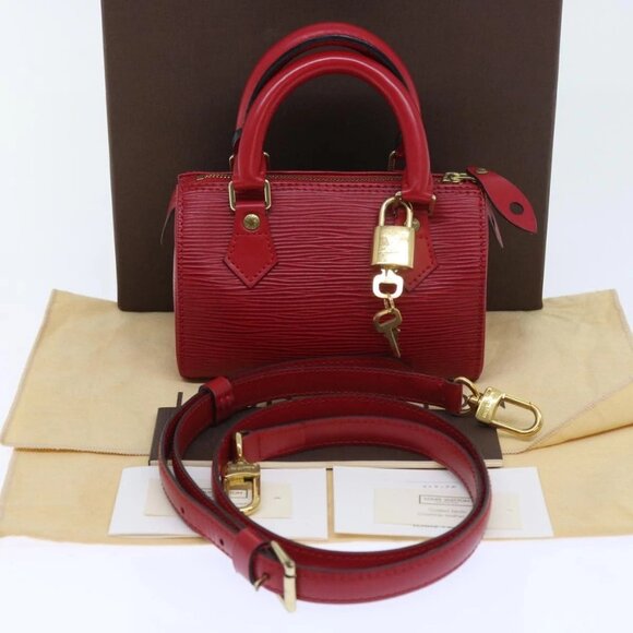 LOUIS VUITTON Epi Mini Speedy Hand Bag SPO 2way Red LV Auth 56797SM - Picture 2 of 15